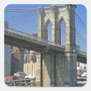 USA, New York, New York City. Brooklyn Bridge Quadratischer Aufkleber