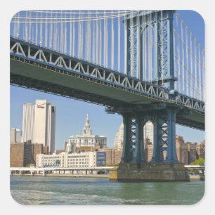 USA, New York, New York City. Manhattan Bridge Quadratischer Aufkleber