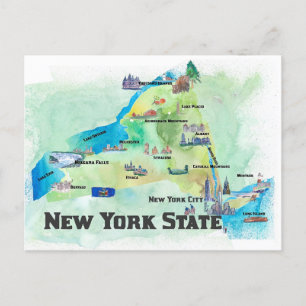 USA New York Staat Travel Map Postkarte