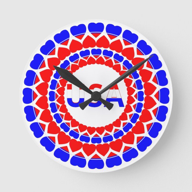 USA Niedlich Patriotic Runde Wanduhr (Vorderseite)