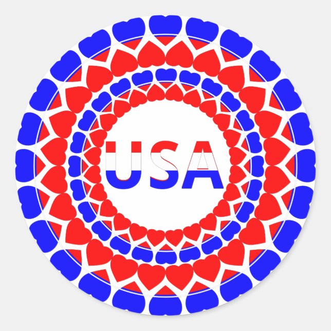 USA Niedlich Patriotic Runder Aufkleber (Vorderseite)