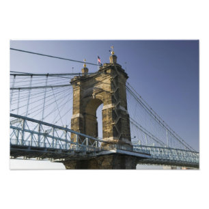 USA, Ohio, Cincinnati: Roebling Hängebrücke 2 Fotodruck