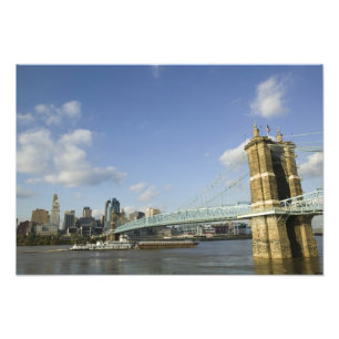USA, Ohio, Cincinnati: Roebling Suspension 2 Fotodruck