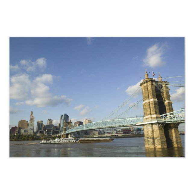 USA, Ohio, Cincinnati: Roebling Suspension 2 Fotodruck (Vorne)
