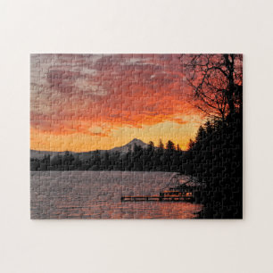 USA, Oregon. Blauer See und Mt. Hood bei Sonnenauf Puzzle