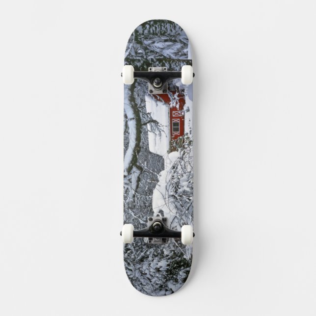 USA, Oregon, Clackamas County. Frischer Schnee Skateboard (Vorderseite)