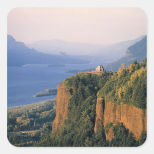 USA, Oregon, Columbia River. Sonnenuntergang bei C Quadratischer Aufkleber
