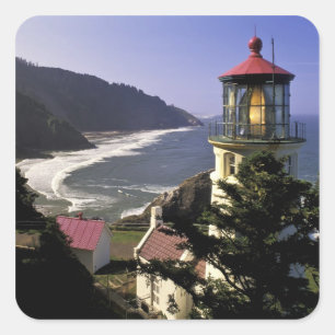 USA, Oregon, Florenz. Heceta Head Lighthouse Quadratischer Aufkleber