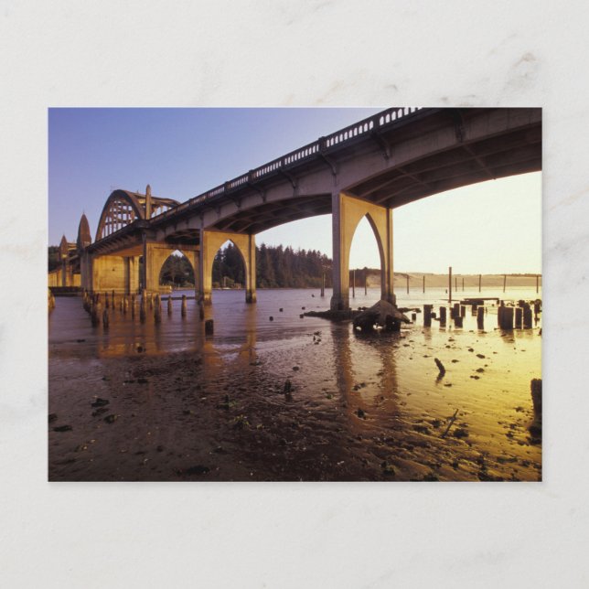 USA, Oregon, Florenz. Siuslaw-Brücke und Postkarte (Vorderseite)