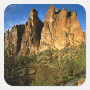 USA, Oregon, Granite Cliffs At Smith Rock Staat Quadratischer Aufkleber