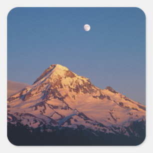 USA, Oregon, Mt Hood. Sonnenuntergang erzeugt Alpe Quadratischer Aufkleber