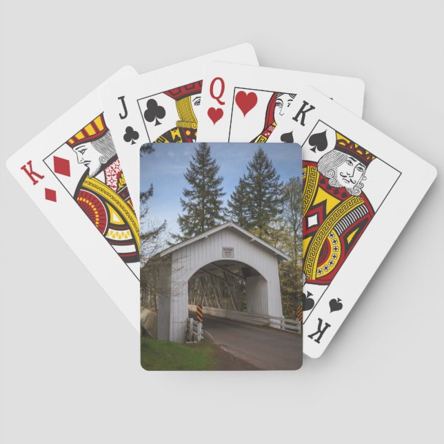 USA, Oregon, Scio, Hannah Bridge 2 Spielkarten (Rückseite)