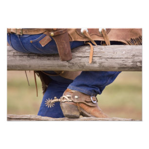 USA, Oregon, Seneca, Ponderosa Ranch. Cowboy Fotodruck