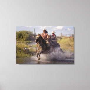 USA, Oregon, Seneca, Ponderosa Ranch. Cowboy Leinwanddruck