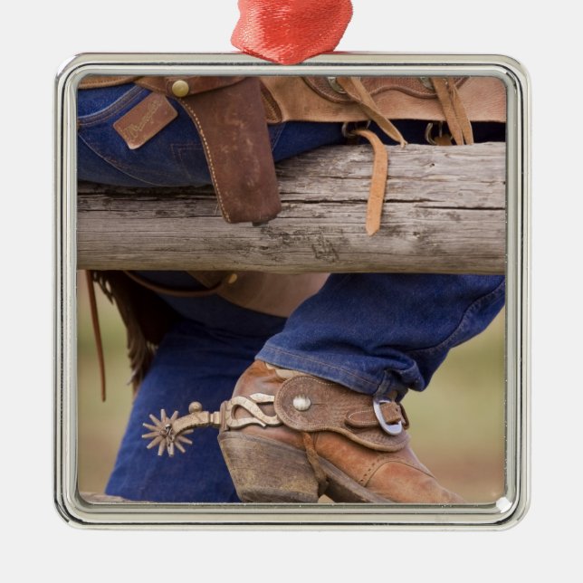 USA, Oregon, Seneca, Ponderosa Ranch. Cowboy Silbernes Ornament (Vorne)