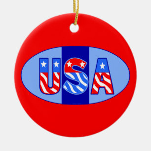 USA Oval Keramik Ornament