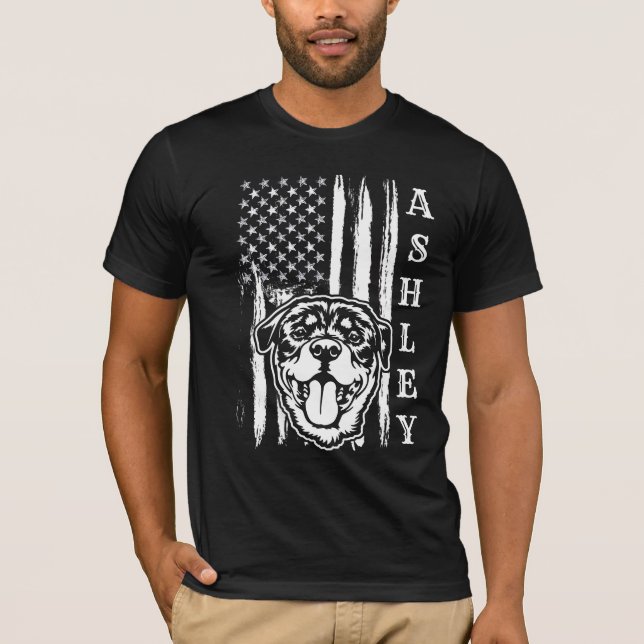 USA Patriot Rottweiler Dog US Pet T-Shirt (Vorderseite)