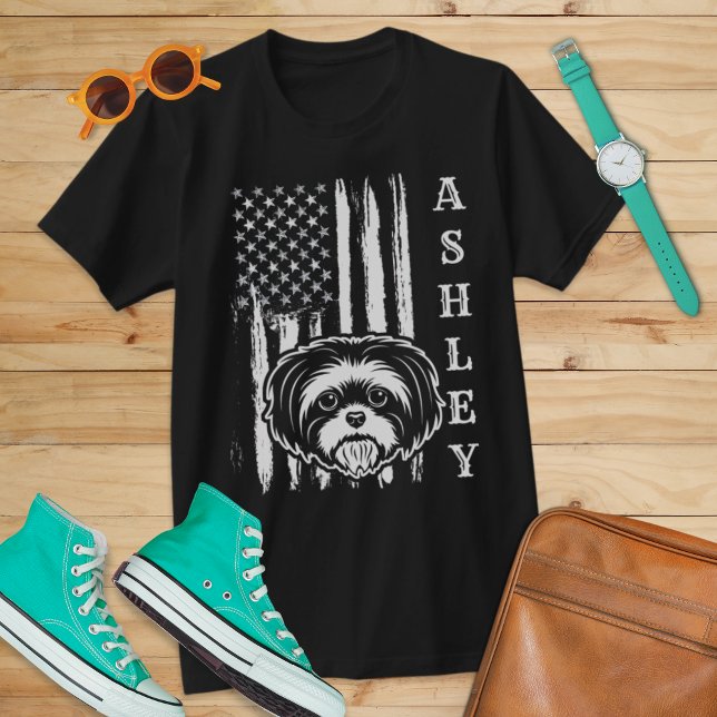 USA Patriot Shih tzu Dog US Pet T-Shirt (Von Creator hochgeladen)