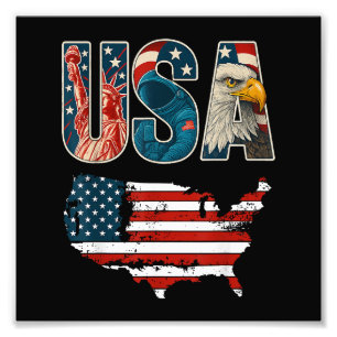 USA Patriotic 4. Juli America Flaggenfreiheit Fotodruck