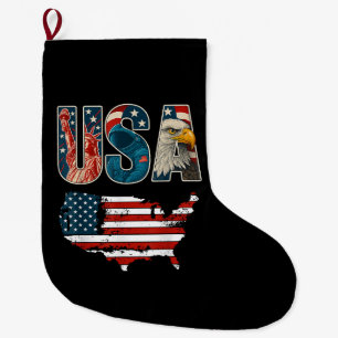 USA Patriotic 4. Juli America Flaggenfreiheit Großer Weihnachtsstrumpf