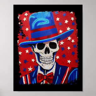 Usa Patriotic 4. Juli Skeleton Anatomie Beängstige Poster