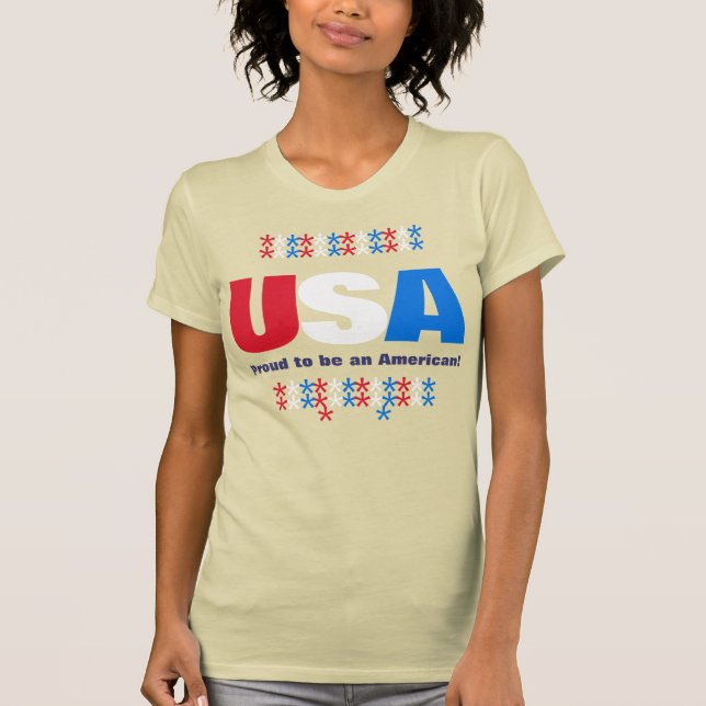 USA Patriotic 50 Stars Red White Blue T-Shirt (Vorderseite)