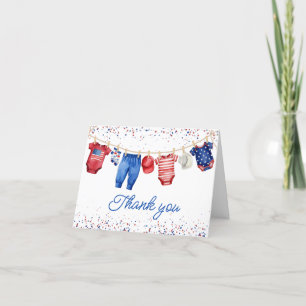 USA Patriotic All American Baby Red White and Blue Dankeskarte