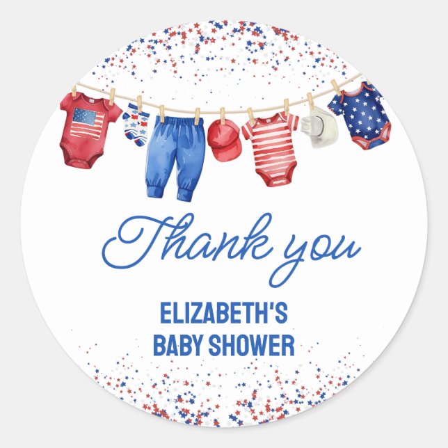 USA Patriotic All American Baby Red White and Blue Runder Aufkleber (Vorderseite)