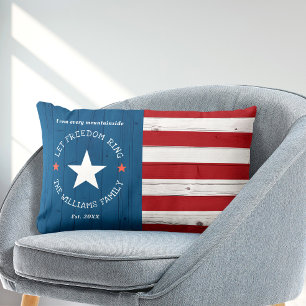 USA Patriotic American Flag Country Rustic Wood Lendenkissen