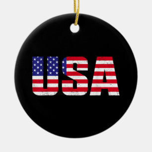 USA Patriotic American Flag for Men Women Kids Boy Keramik Ornament