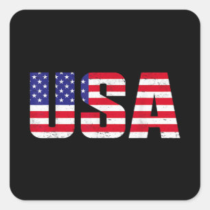 USA Patriotic American Flag for Men Women Kids Boy Quadratischer Aufkleber