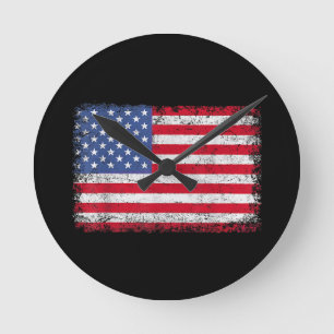 USA Patriotic American Flag for Men Women Kids Boy Runde Wanduhr