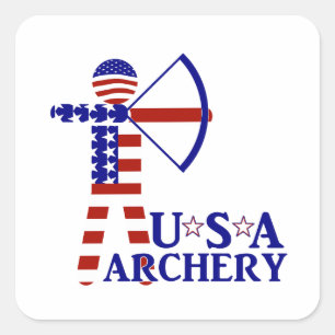USA Patriotic ARCHERY Quadratischer Aufkleber