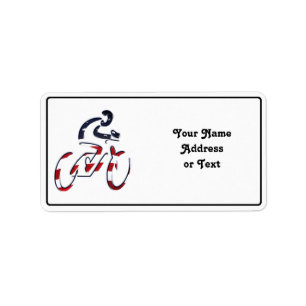 USA Patriotic Biking CYCLING Adressaufkleber