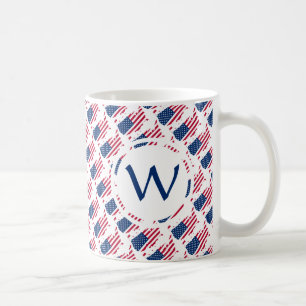 USA Patriotic Custom Monogram GOD BLESS AMERICA Kaffeetasse