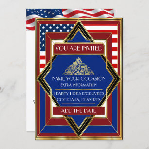 USA Patriotic Deko Weihnachts-Einladung Einladung