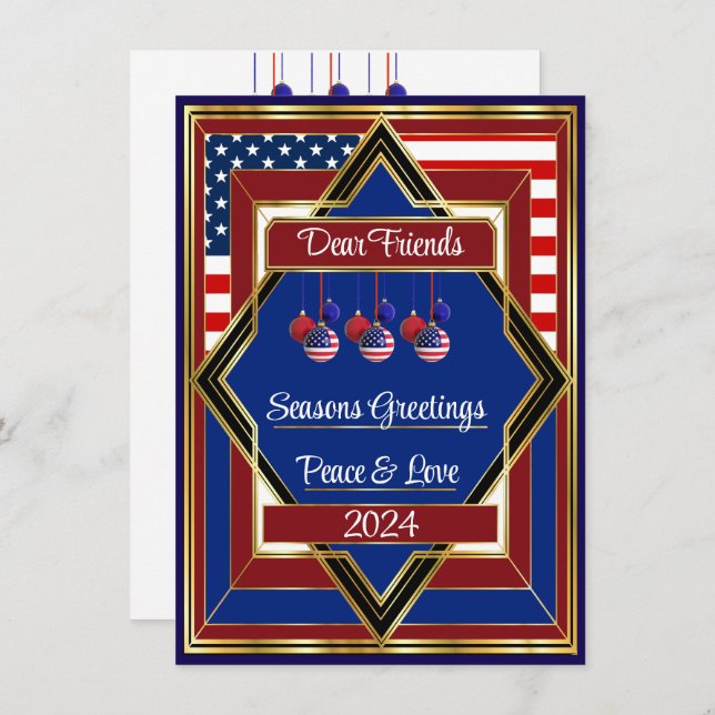 USA Patriotic Deko Weihnachtskarte Mitteilungskarte (Vorne/Hinten)