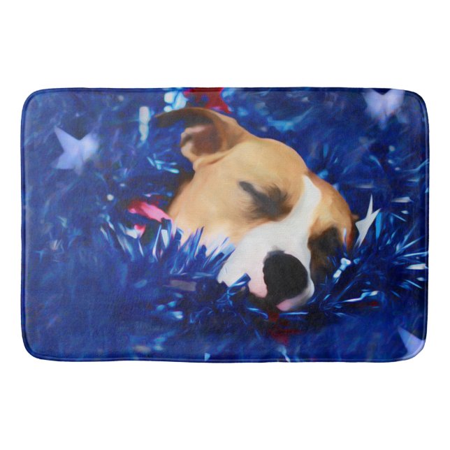 USA Patriotic Dog American Pit Bull Terrier Badematte (Vorderseite)