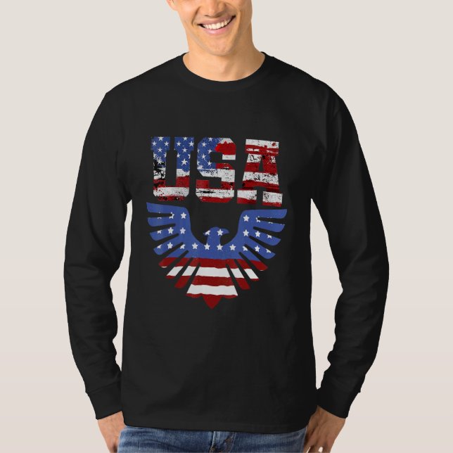 Usa Patriotic Eagle 4. Juli US-amerikanische Flagg T-Shirt (Vorderseite)