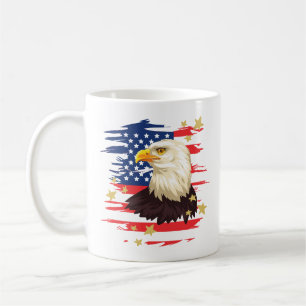 USA Patriotic Eagle, Flag and Stars Keramik Tasse