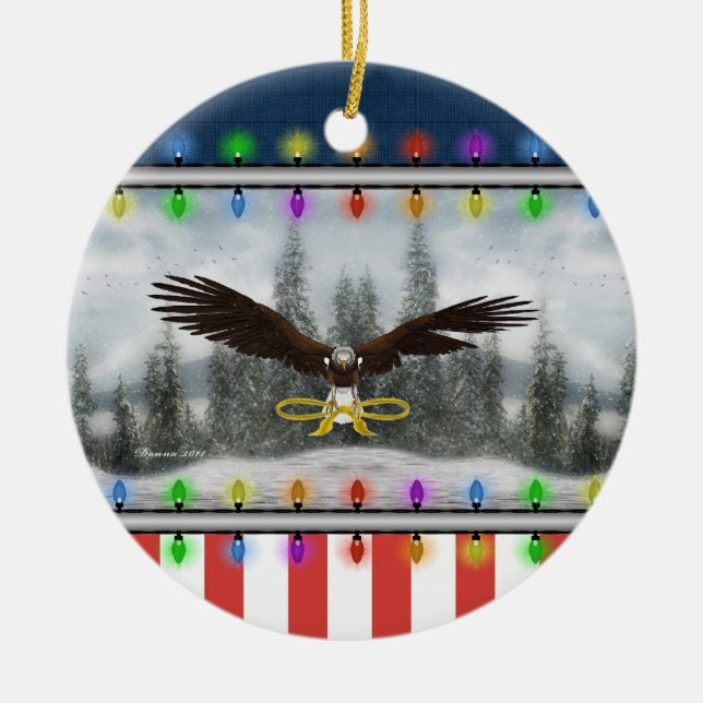 USA Patriotic Eagle Round Christmas Ornament (Vorne)