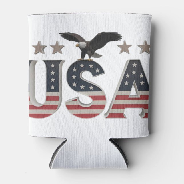 USA Patriotic Eagle + Stars Flag Design for Pride Dosenkühler (Vorderseite)