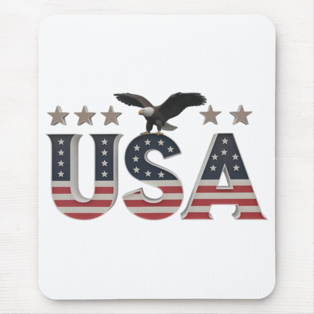 USA Patriotic Eagle + Stars Flag Design for Pride Mousepad (Vorne)