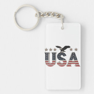 USA Patriotic Eagle + Stars Flag Design for Pride Schlüsselanhänger