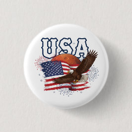 USA Patriotic Eagle with Mars Red Planet Design Button