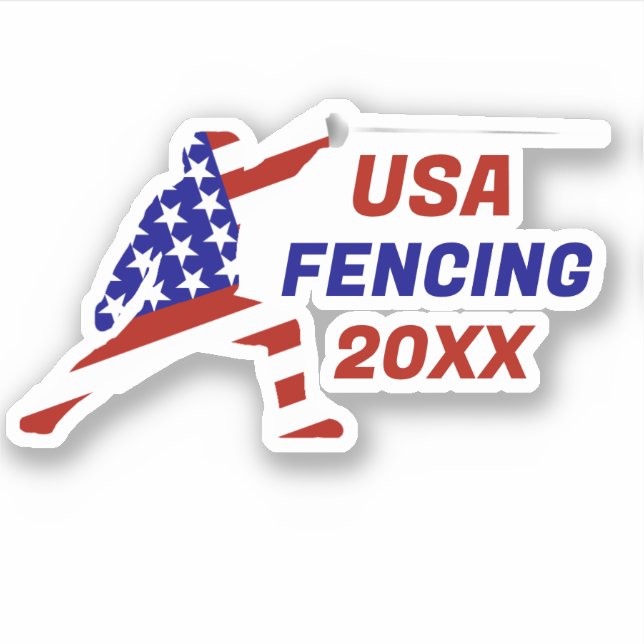 USA Patriotic Fencing En Garde Sports Aufkleber (Vorderseite)