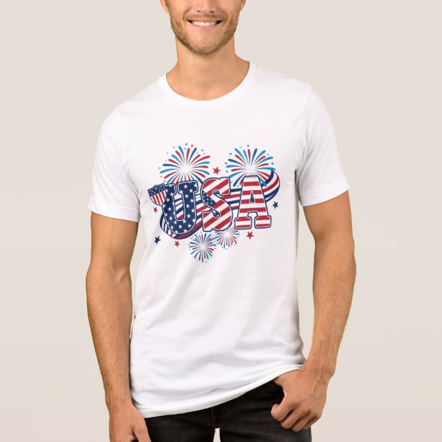 USA Patriotic Fireworks Red White Blue American  Tri-Blend Shirt (Vorderseite)