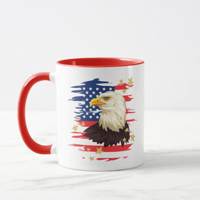 USA Patriotic Flag Eagle Stars Keramik Tasse (Links)