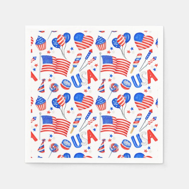 USA Patriotic Flag Paper Napkin Serviette (Vorderseite)