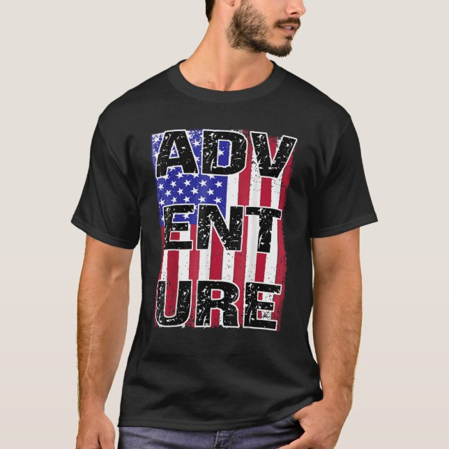 USA Patriotic Flag Reiseabenteuer Natur Wild Ou T-Shirt (Vorderseite)